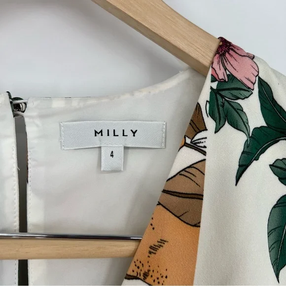 Milly Tropical‎ Floral Mini Dress in Green and Pink - Picture 6 of 15